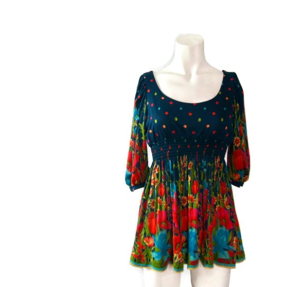 Orion London Tops - ORION LONDON | Multi Color Top Floral Elastic Waist Anthropologie